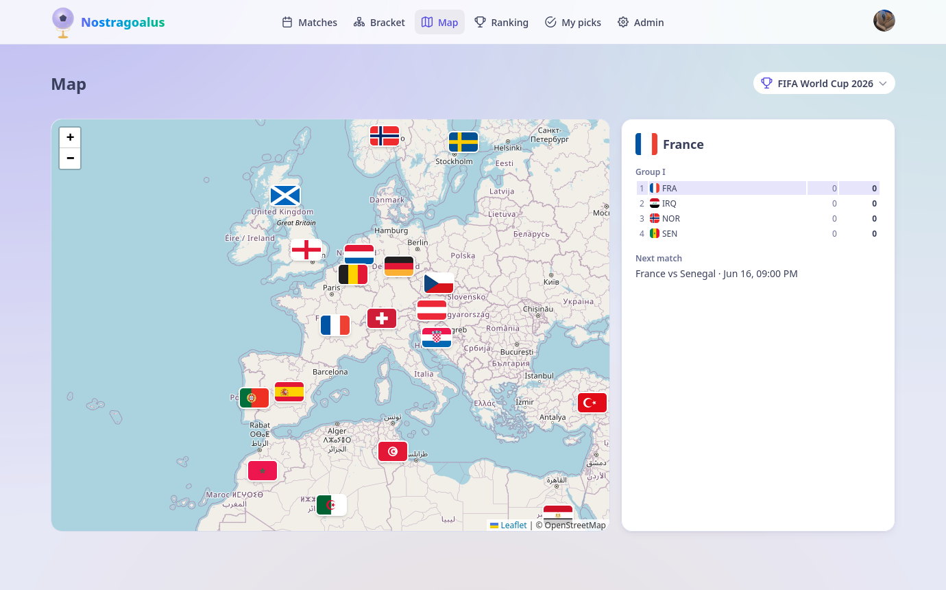 A world cup on a world map